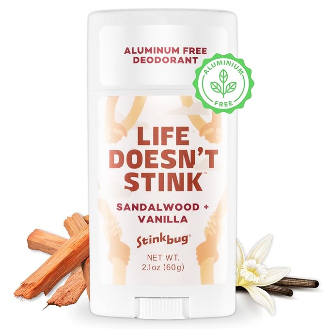 Stinkbug Naturals Organic Aluminum Free Deodorant Stick with Sandalwood + Vanilla, Coconut Oil and Essential Oils, Paraben Free, Sensitive Skin Deodorant, 2.1 Ounces Pack of 1