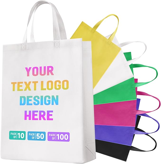 Custom Tote Bags with Your Logo, Personalized Reusable Shopping Bags for Shopping Business