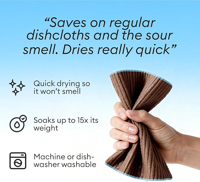 Vove Swedish Dishcloths 5-Pack, Coastal Calm - FSC Certified Cellulose & Cotton, Oeko-TEX Standard 100, Reusable Washable Kitchen Cleaning Cloths, Eco Friendly