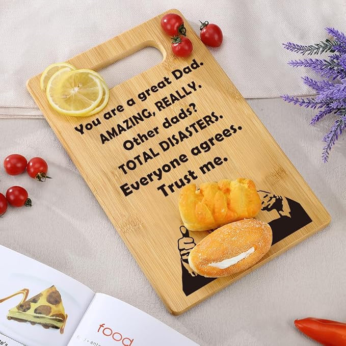 Funny Dad Birthday Gifts from Daughter Son, First Time Dad Gifts, Father Gifts for Best Dad, Bonus Dad, Daddy, Gag Gifts for Stepdad, Gifts for Dad Christmas, Funny Dad Cutting Board Gift