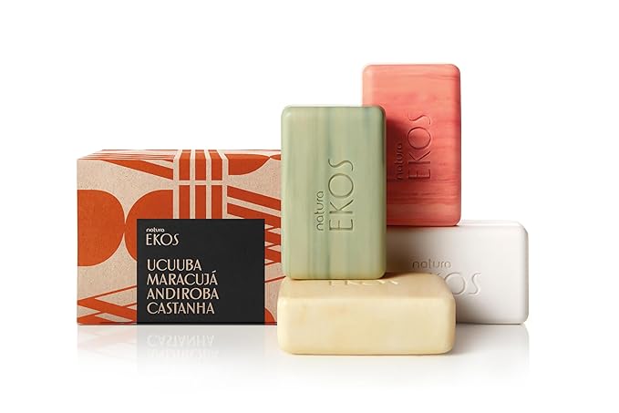 natura - Bar Soap Set - Moisturizing & Nourishing Vegan Amazonian Ingredients for Soft, Smooth Skin - Ucuuba, Brazil Nut, Andiroba, Passion Fruit Bar Soap Set - 4-pack 3.5oz (100g)
