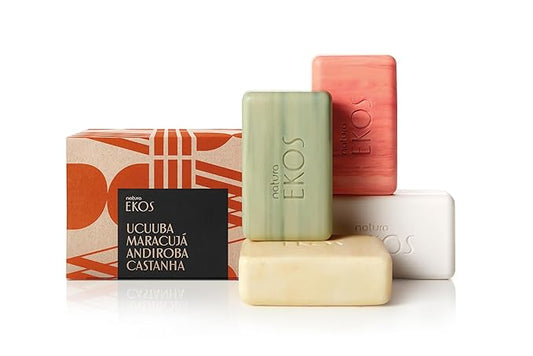 natura - Bar Soap Set - Moisturizing & Nourishing Vegan Amazonian Ingredients for Soft, Smooth Skin - Ucuuba, Brazil Nut, Andiroba, Passion Fruit Bar Soap Set - 4-pack 3.5oz (100g)