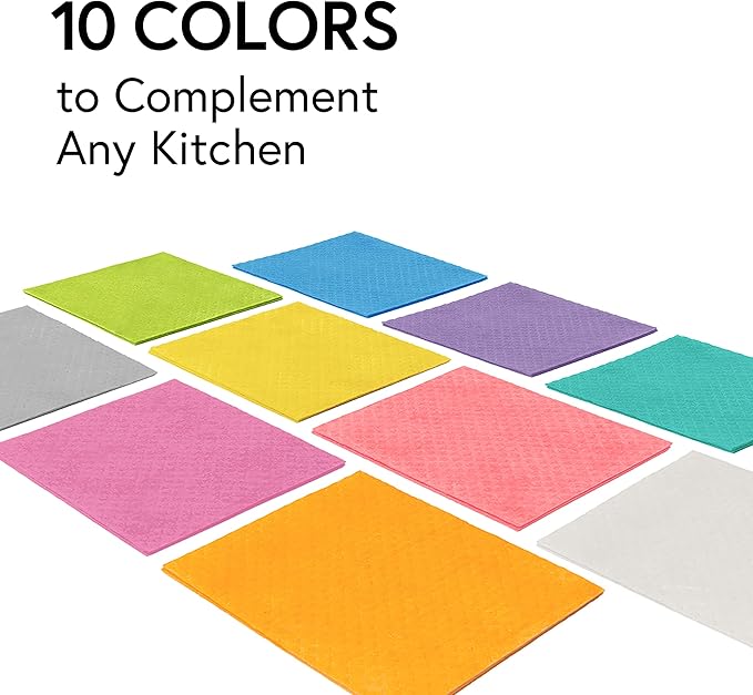 Swedish Wholesale Swedish DishCloths for Kitchen- 10 Pack Reusable Paper Towels Washable - Eco Friendly Cellulose Sponge Microfiber Dish Cloths - Kitchen Essentials - Red