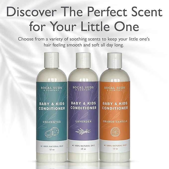 SoCal Suds & Company - Organic Baby & Kids Conditioner - Gentle Natural Ingredients, Vitamin Rich Organic Oils for Babies and Kids Sensitive Scalp - Lavender, 12oz - 2 Pack