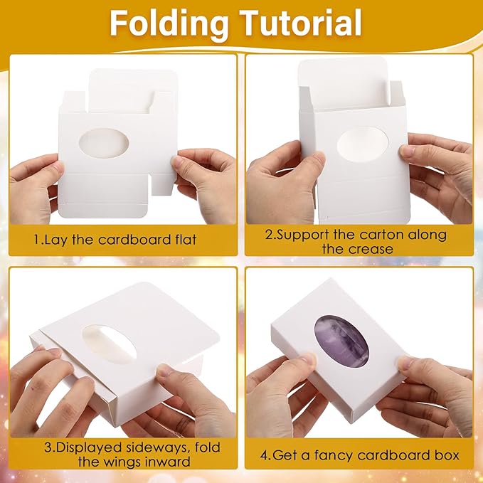 TaoBary 100 Pcs Soap Boxes for Homemade, 3 x 3 x 1.2 Inch Small Paper Gift Packaging Boxes with Window, Gift Wrappers for Soap Packaging Making Party Favor(Oval,White)
