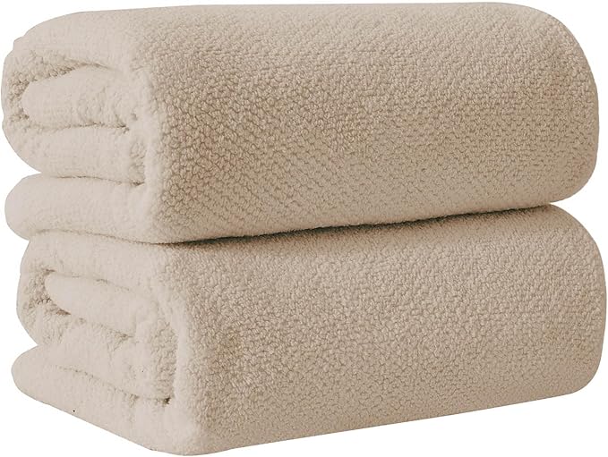 Great Bay Home Taupe Bath Sheets - 100% Cotton Oversized 2 Pack 68x35 Extra Large Towel Set - Absorbent, Quick-Drying, Durable Oversized Bath Towel for Bathroom Décor