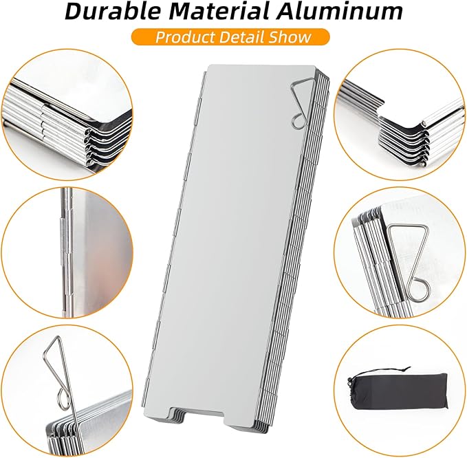 Camping Stove Windscreen Ultralight Folding Camp Stove Windscreen Portable Camping Stove Windshield for Use with Alcohol Stoves and Other Backpacking Stoves Butane Stoves 16 Plates