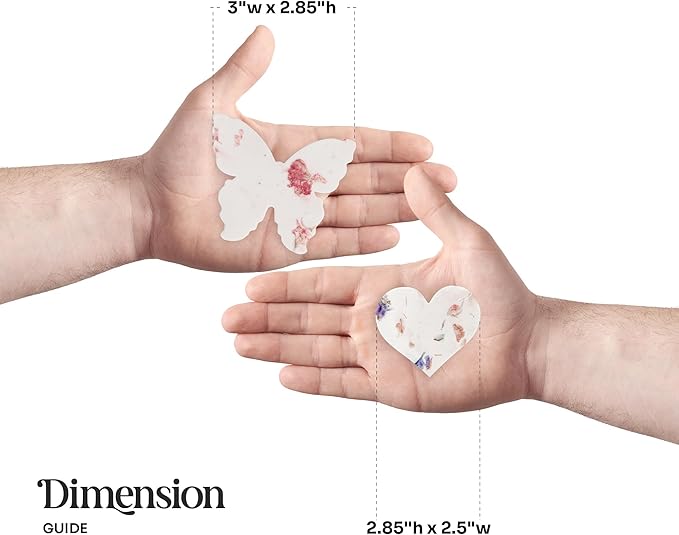 48pcs Seed Paper – 24pcs Hearts & 24pcs Butterflies Plantable Wildflower, Writable & Plantable Gift for Moms, & Plant Lover, Ideal for Weddings, Baby Shower, Memorial, & Celebrations