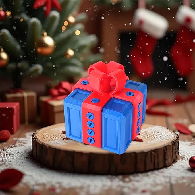 The Prank Box Funny Christmas Gifts Box Annoying Hilarious Screw Challenge with Surprise 3D Printed Screw Gifts Boxes Ideal for Birthday, Christmas (Blue and red)