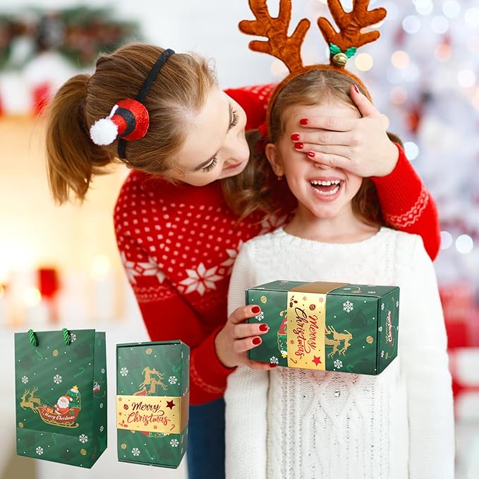 CSMGY Surprise Box Gift for Money, Christmas Surprise Gift Box Explosion, Folding Bouncing Gift Box for Christmas Birthday Anniversary, 12 Bounces Boxes (Green)