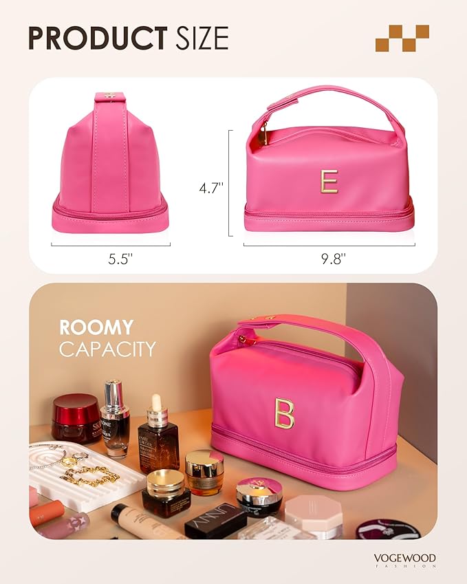 Gifts for Women 40s, Personalized Makeup Bag with Handle, Gift for Travel Lover Cosmetic Bag with Makeup Brush Organizer, Cute Cosmetic Pouch for Women, Gifts for Friends Female Niece