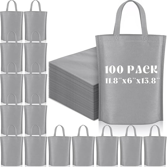Windyun Reusable Grocery Bags Large Non Woven Shopping Bags with Handle Foldable Portable Tote Carryall Bulk 11.8x6x13.8 Inch