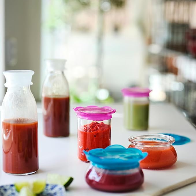 OVERMATT Reusable Food Storage Cover, Set of 5 Sizes, Stretch Silicone Multicolor Seal Lids, SEOULIKA_OVM0319