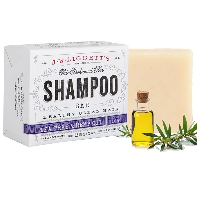 J·R·LIGGETT'S Shampoo Bar - Tea Tree Formula, All Natural Solid Shampoo Bar for Hair with Coconut Oil & Almond Oil, Sulfate Free, GMO Free, Fragrance-Free, Managing Scalp Conditions, 3.5 oz - 1 Pack