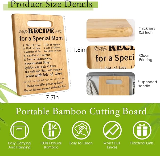 Birthday Gifts for Mom from Daughter Son, First Time Mom Gifts, Best Gifts for Step Mom, Bonus Mom, Stepmother, Mama, Unique Mom Gifts for Mom Christmas, New Mother Cutting Board Gift