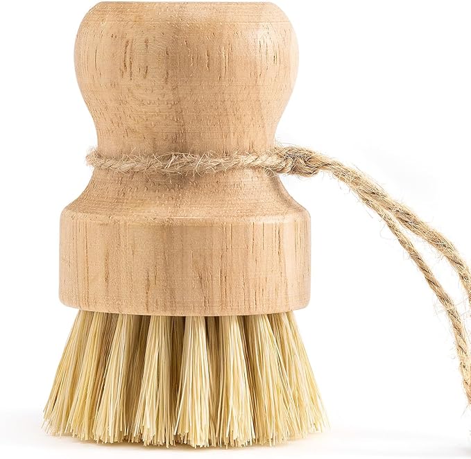 Bamboo Dish Brush 1-Pack - Natural Wood Dish Scrub Brush with Sisal Bristles for Cleaning Pots Pans and Sink - Eco-Friendly Kitchen Scrubber