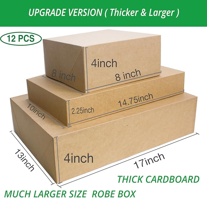 12 Rustic Kraft Gift Wrap Boxes with Lids for wrapping Large Clothes (Assorted sizes for wrapping Robes,Blankets, Coat, and Shirts) and 80 Different Occasion Tag Stickers for Mother’s, Father’s Day,Birthdays, Baby Showers, Weddings Presents Packaging