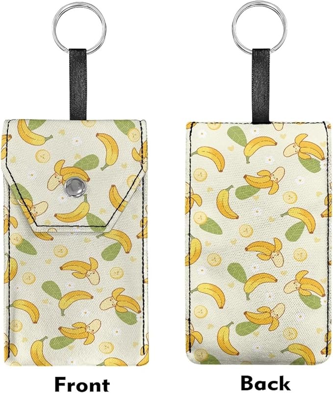 Pocket Tissue Holder Portable Travel Tissue Holder Snap Button Enclosed Reusable Canvas Purse Size Tissues Packs Banana