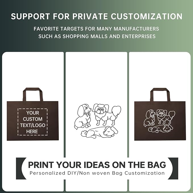 Custom Tote Bags Set of 50, Bulk Pack Grocery Shopping Travel Business Activities advertisement Reusable Bag