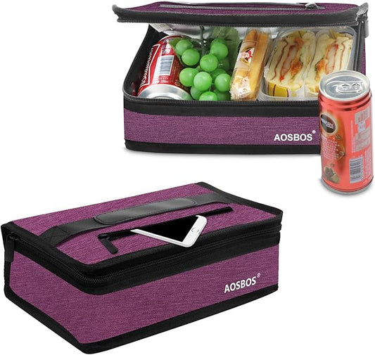 Aosbos Small Insulated Lunch Bag - Compact Lunch Box for Portion Control, Work & Office, Purple
