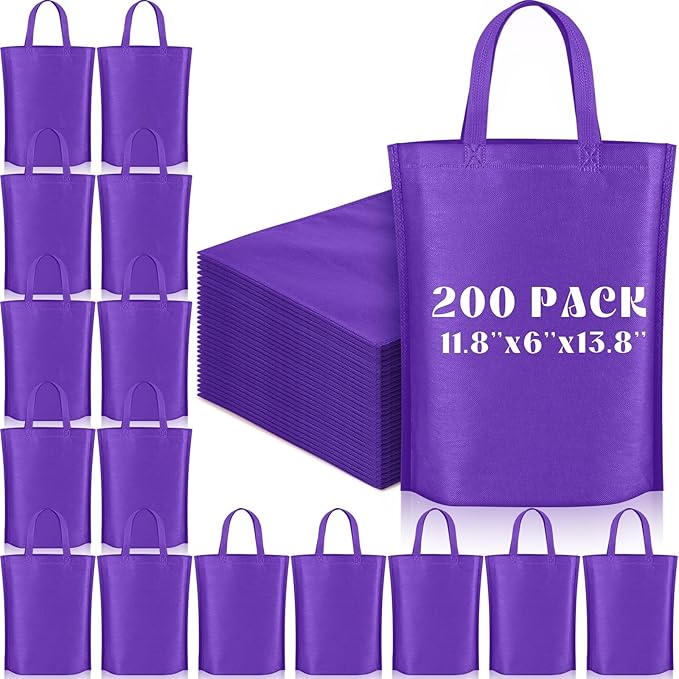 Windyun Reusable Grocery Bags Large Non Woven Shopping Bags with Handle Foldable Portable Tote Carryall Bulk 11.8x6x13.8 Inch