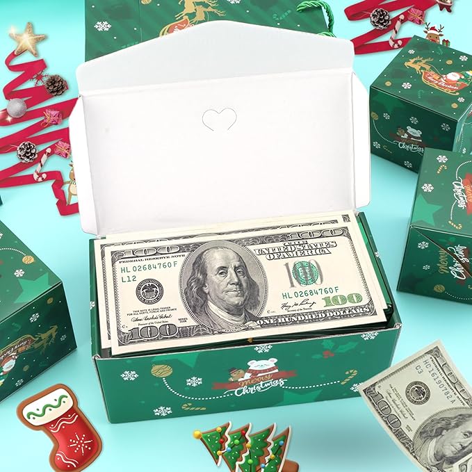 CSMGY Surprise Box Gift for Money, Christmas Surprise Gift Box Explosion, Folding Bouncing Gift Box for Christmas Birthday Anniversary, 12 Bounces Boxes (Green)
