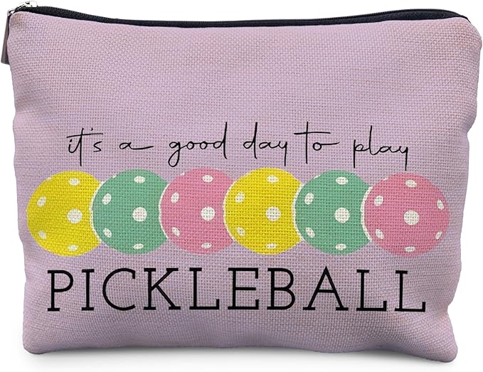 Pickleball Gifts for Women: Colorful Makeup Bag, It's a Good Day to Play Cosmetic Toiletry Bag, Gifts for Pickleball Lovers (Purple)