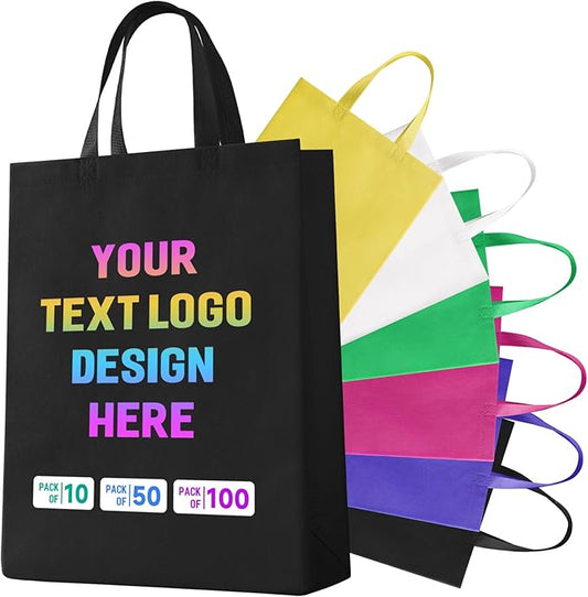 Custom Tote Bags with Your Logo, Personalized Reusable Shopping Bags for Shopping Business