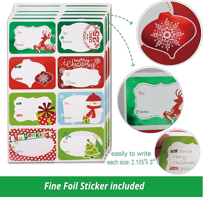 12 Kraft Christmas Gift Boxes with Lids for wrapping Large Clothes and 80 Foil Christmas Gift Stickers (Assorted size for wrapping Robes, Sweater, Coat, Shirts and Clothes xmas Holiday Present)