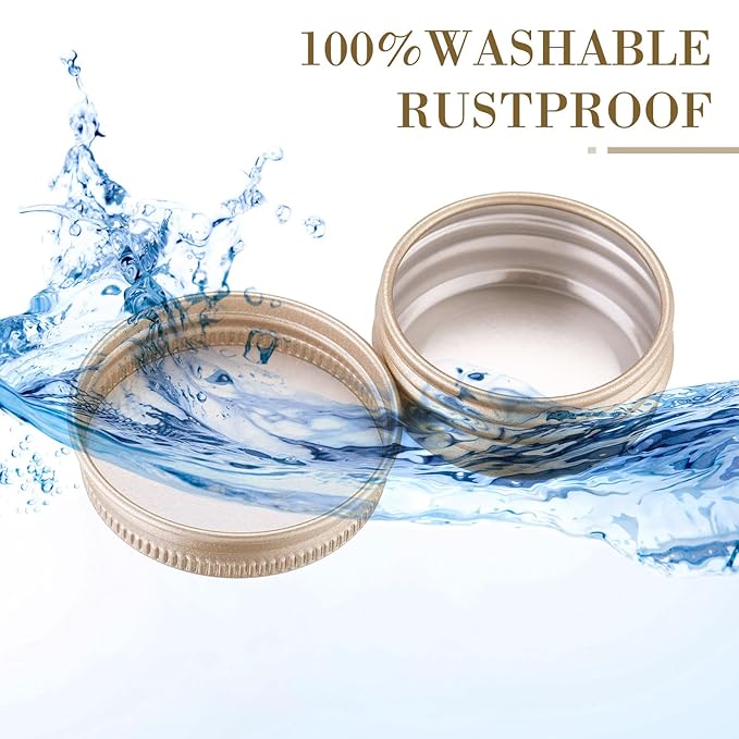 Patelai 64 Pieces Lip Balm Tin Containers Screw Top Round Tin Cans Aluminum Jar with Screw Lid, Empty Bottle Travel Cosmetic Sample Container for DIY(0.5 oz,Champagne)