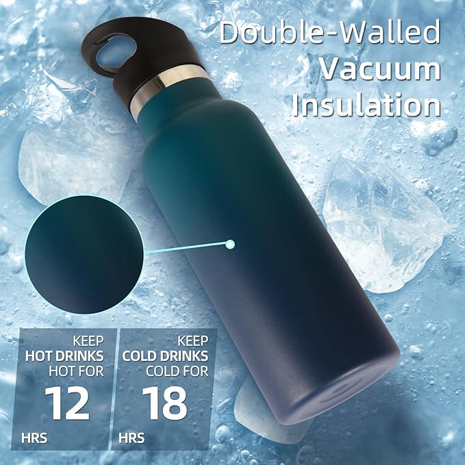 Volhoply 17oz Insulated Water Bottle Bulk 2 Pack,Stainless Steel Kids Water Bottles with Straw Lid,Double Wall Vacuum Metal Water Flask,Reusable Sports School Cups Keep Hot & Cold (Assorted,2 Set)