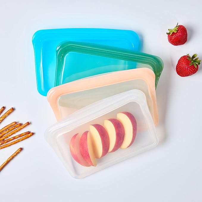 MODERN-X SnapPack Premium Silicone Reusable Storage Bags, 2-Pack, Multi | Multi-Use Reusable Bags, Lunch Bag, Travel Containers | BPA Free, Leak-free, Dishwasher-Safe, Eco-friendly