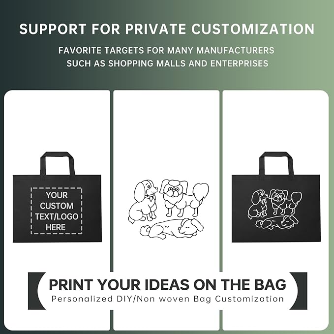 Custom Tote Bags Set of 50, Bulk Pack Grocery Shopping Travel Business Activities advertisement Reusable Bag