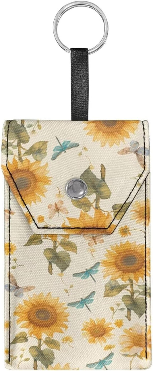 Tissues Purse Pocket Hanging Rope Travel Tissue Pouch Snap Button Enclosed Pocket Tissue Holder for Coin Purse 5.5 x 3.1 Inches Sunflower Butterfly