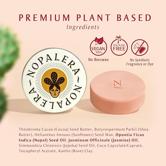 Nopalera Jasmine Lotion Bar, Solid Plant-Based Body Moisturizer with Nopal Cactus Oil, Clean Vegan Formula, Pink, 2.2 oz, As Seen on Shark Tank