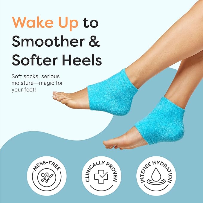 ZenToes Moisturizing Socks for Cracked Heel Treatment, Vitamin E, Olive Oil and Jojoba Oil Heel Socks, Stocking Stuffers for Women, Spa Self Care Gifts for Women (Fuzzy Blue, Wide Width)