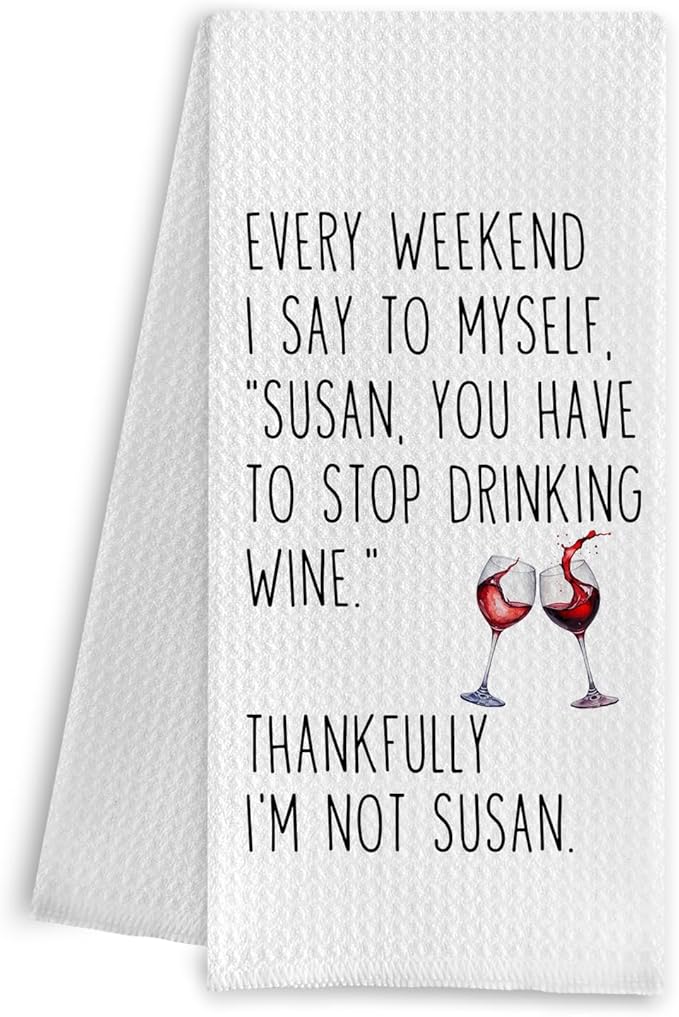 Kitchen Towels, Wine Gifts for Wine Lovers, 100% Cotton Waffle Weave, 16x24 Inch
