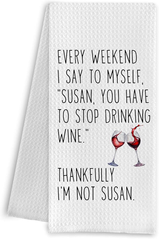 Kitchen Towels, Wine Gifts for Wine Lovers, 100% Cotton Waffle Weave, 16x24 Inch