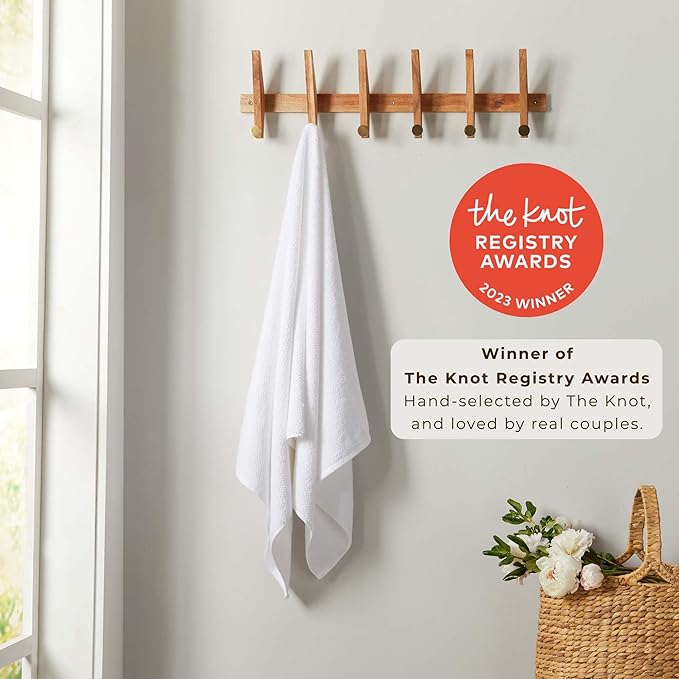 Great Bay Home White Washcloth Set – 100% Cotton 12-Pack 13"x13", Absorbent & Quick-Drying, Soft & Durable