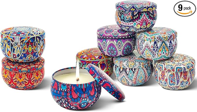 Scented Candle Gift Set,9-Pack Aromatherapy Soy Candles,No Toxic Mini Tealights with Floral Scents for Stress Relief & Relaxation,Thanksgiving Hostess Gift for Women,Birthday & Mother's Day Present