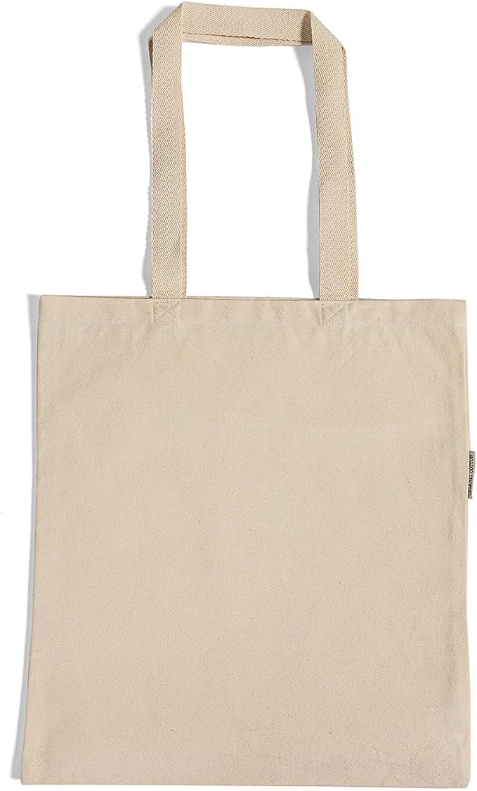 Organic Cotton Canvas Tote Bags – 12 Pack – Heavy Duty with Long Straps – Multipurpose Reusable Shopping Bags – Bulk, Natural