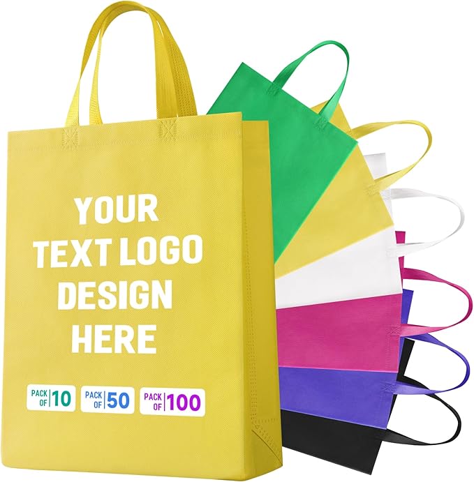 Custom Tote Bags with Your Logo, Personalized Reusable Shopping Bags for Shopping Business