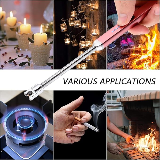 MEIRUBY 2Pack Electric Candle Lighter, Birthday Christmas Stocking Stuffers Gifts for Women Mom Men Wife Sister, USB Arc Rechargeable Windproof Long Lighter for Candle BBQ Housewarming Gift Idals