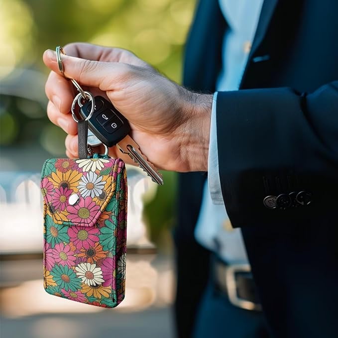 Portable Tissues Purse, Hanging Rope Tissue Bag Hippie Flower Reusable Paper Holder for Travel Outgoing Daily