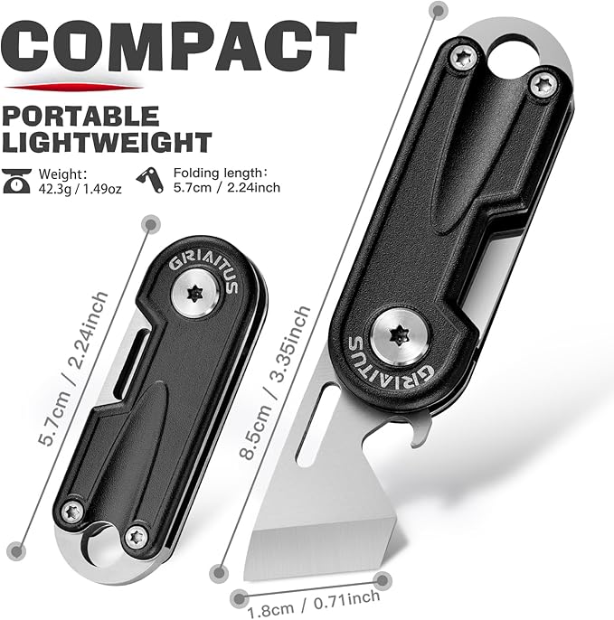 Multitool Pocket Knife Gifts for Men Dad, Stocking Stuffers for Men, EDC Folding Knives, Small Multitool with Bottle Opener Mini Keychain Tool, Camping, Hiking, Fishing Everyday Carry (Black)