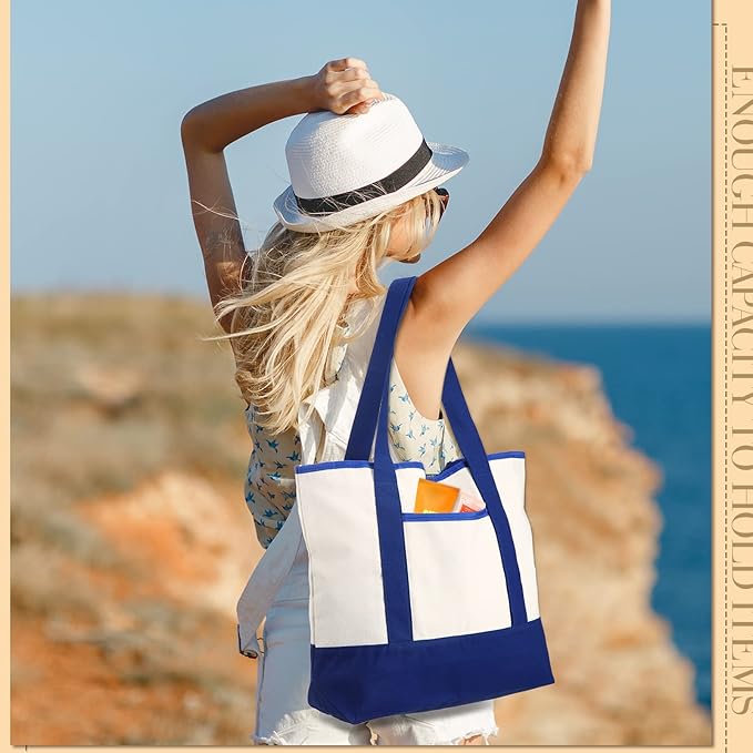 Reginary 16 Pcs Canvas Tote Bags Bulk with Outer Pocket 18 Inch Reusable Shopping Grocery Blank Tote Bag for Women Mother DIY