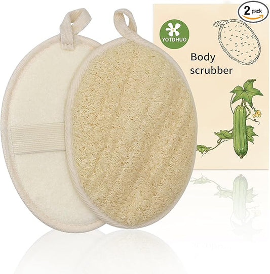 Natural Loofah Exfoliating Body Scrubber(2Pack),Made from Organic Bath Luffa for Women and Men
