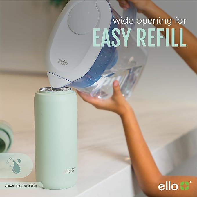 Ello Cooper 18oz Kids Stainless Steel Water Bottle with Straw and Carry Handle, Double Walled and Vacuum Insulated Metal, Leak Proof Locking Lid with Soft Silicone Spout, Reusable, BPA Free, Gray