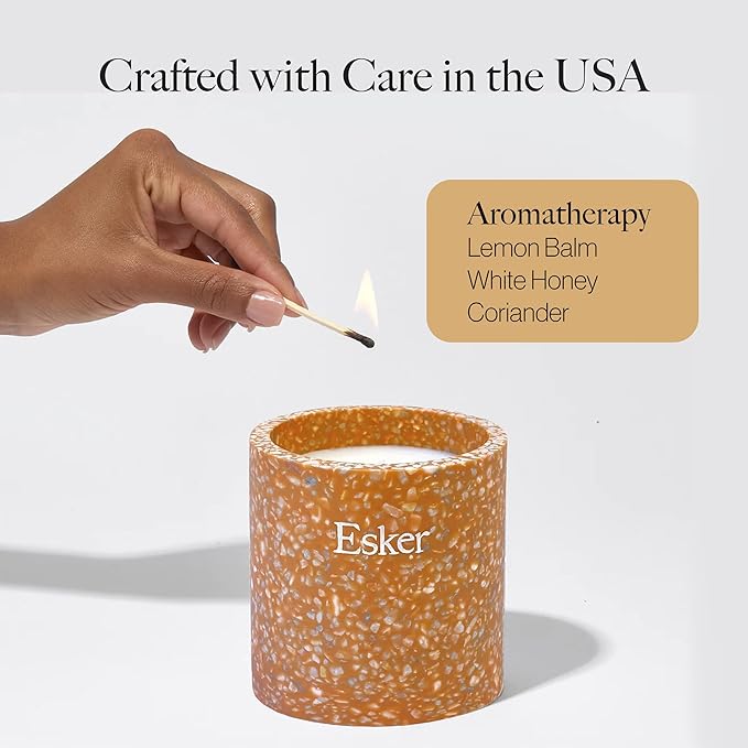 Esker Terracotta Plantable Candle – Hand-Poured Soy Wax with Essential Oils, Eco-Friendly Reusable Planter, Includes Wildflower Seed Paper for Sustainable Gifting