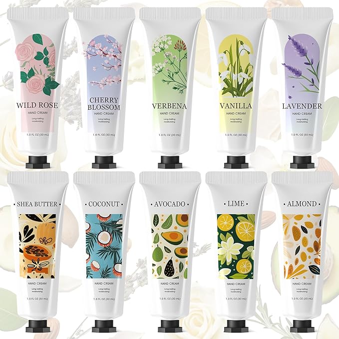 spa luxetique 10 Pack Hand Cream Gifts Mothers Day Gifts for Mom Hand Lotion for Dry Cracked Travel Size Mini Moisturizing Lotion for Women Appreciation Gifts 10 x 1.0 oz/30ml